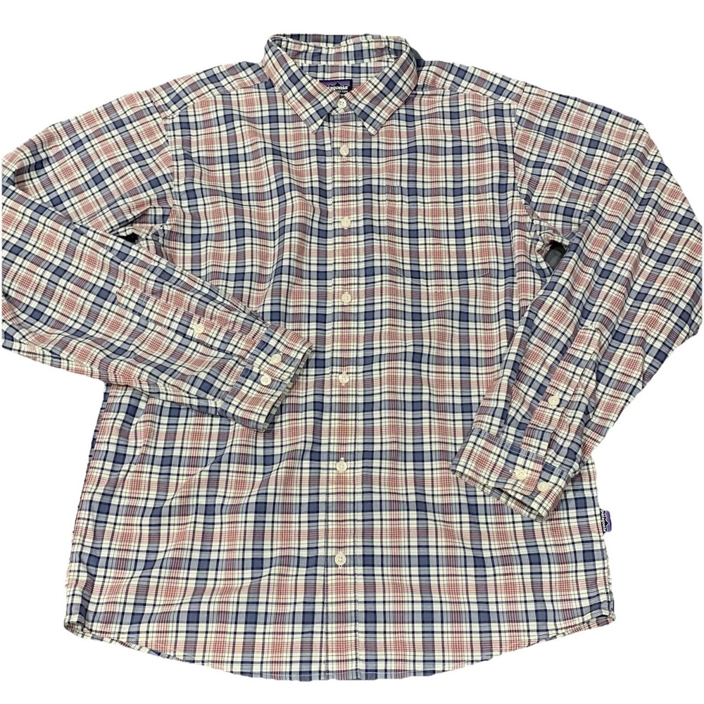 Patagonia Plaid Button Up Shirt Mens Medium Organic Cotton Long Sleeve